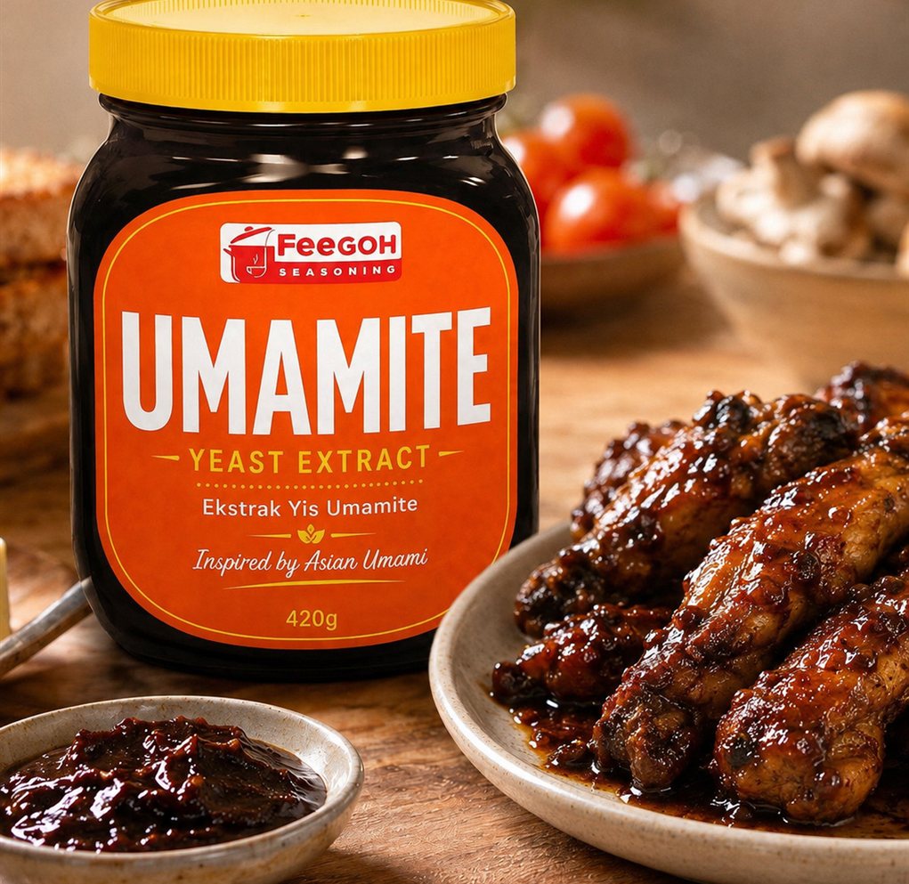 FEEGOH Umamite yeast extract spread on toast with scrambled eggs