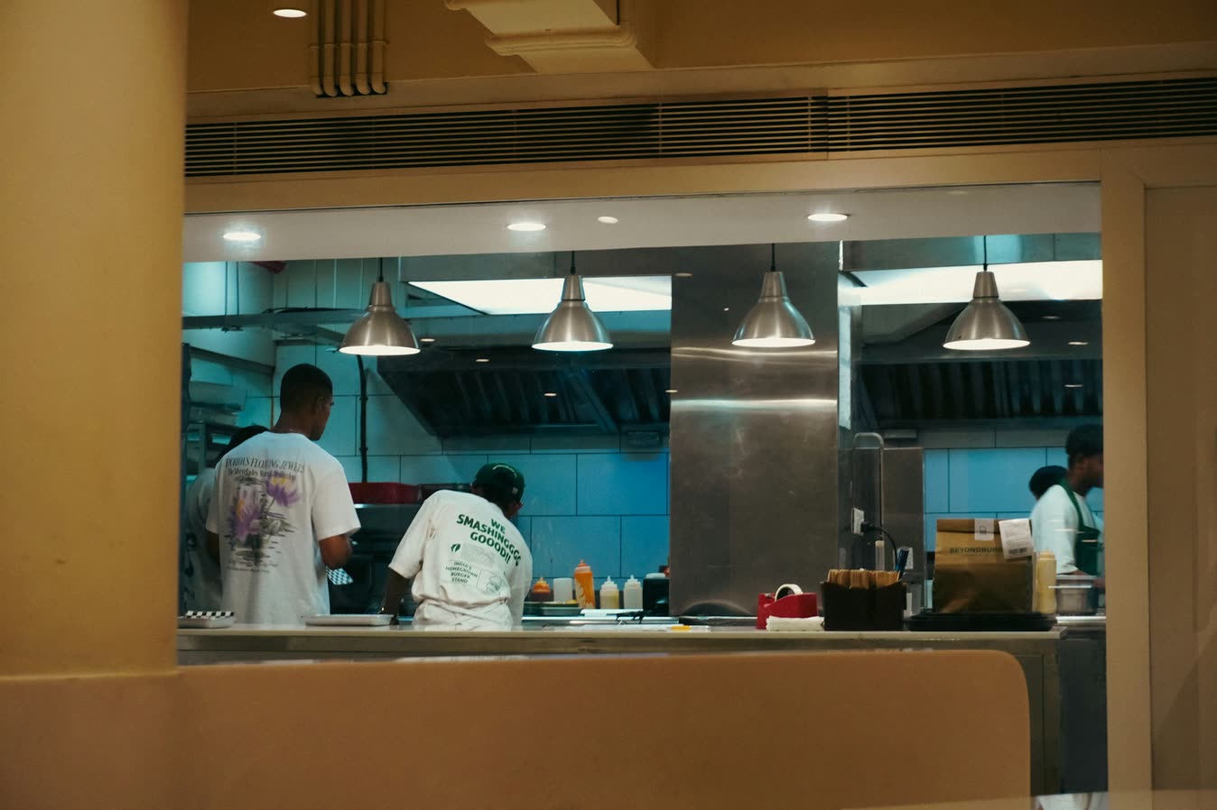 Professional restaurant kitchen plating dishes